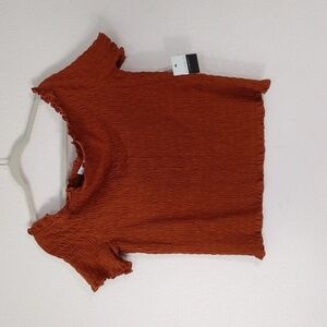 Eloquii Copper Off The shoulder Short Sleeve Crop Top Size 22/24